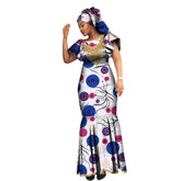 African Luxury Ankara Gown – Stylish Bodycon Maxi Dress for Party, Wedding, and Formal Events - Free Delivery Worldwide only at Flexi Africa